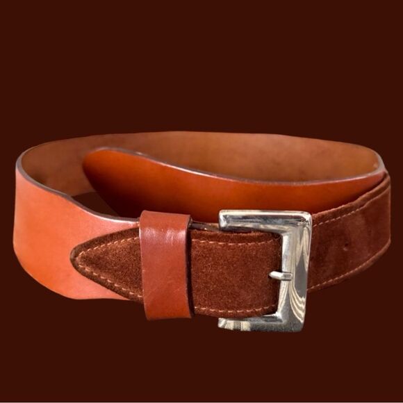 Accessories - VTG Garfinckel’s Brown Leather Suede Double Flap Belt Size S/M